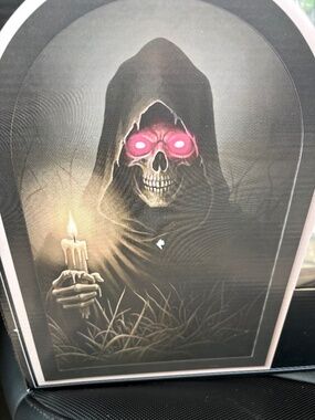 Martha Stewart Black Grim Reaper LED Mirror with  Glowing eyes